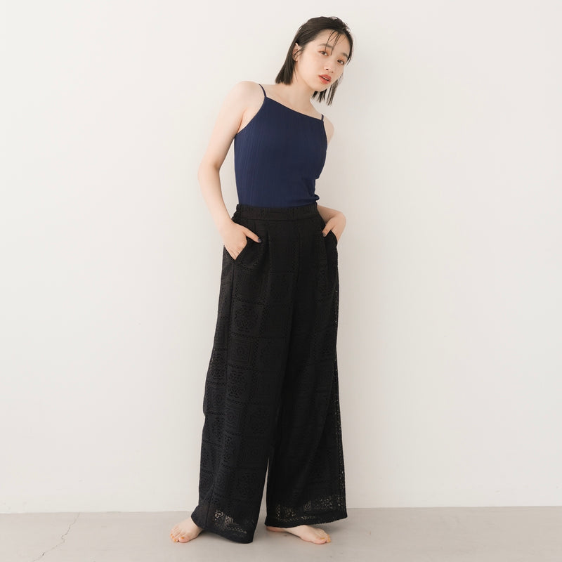 ブロックレースストレートパンツ